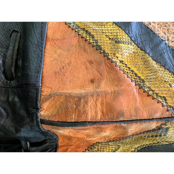 As-is no brand genuine leather and animal skin bucket style shoulder bag - Picture 9 of 10